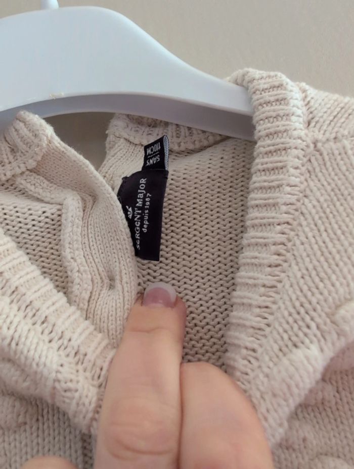 Pull en maille torsadée brodé fille Sergent Major Neuf - photo numéro 3