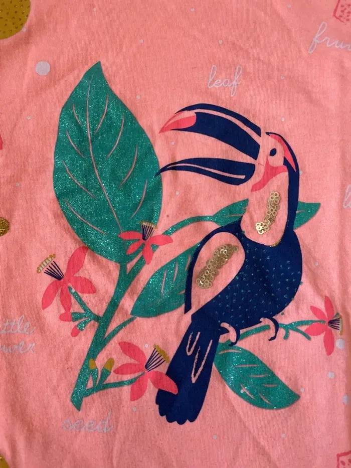 TEE shirt fille orange fluo perroquet - photo numéro 4