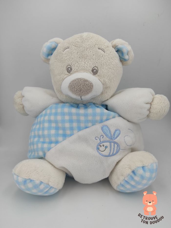 Doudou Boule Ours blanc et bleu Gipsy
