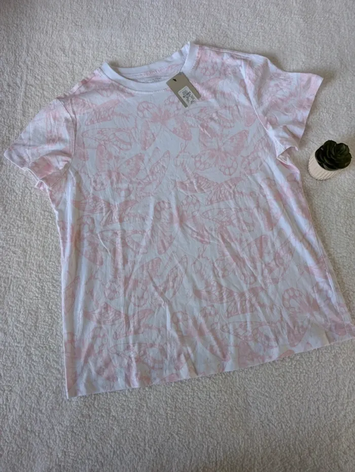 🦋 T-shirt blanc à motifs papillons - M - photo numéro 2