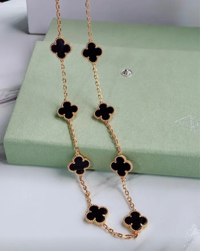 Collier 10 trèfles onyx noir - photo numéro 5