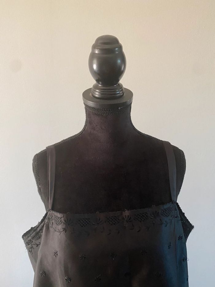Top Caraco vintage noir avec broderies Créations Valdaran made in France taille M / L - photo numéro 2