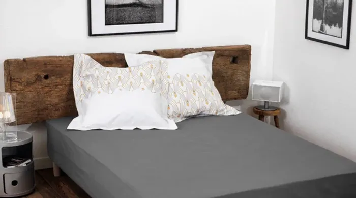 Drap-housse Décor de Maison 140×190 cm – Gris foncé – 57 fils – 100 % coton Neuf - photo numéro 2