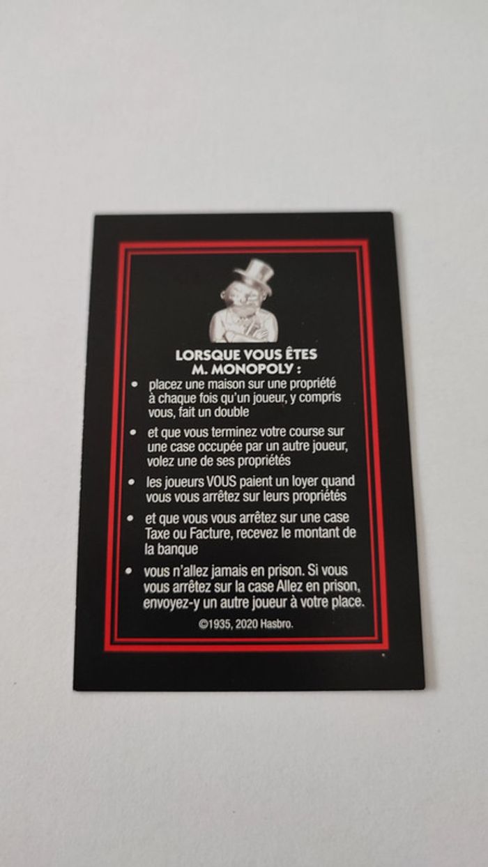 Carte mauvais perdants pièce détachée jeu de société Monopoly mauvais perdants Hasbro Gaming #B77 - photo numéro 2