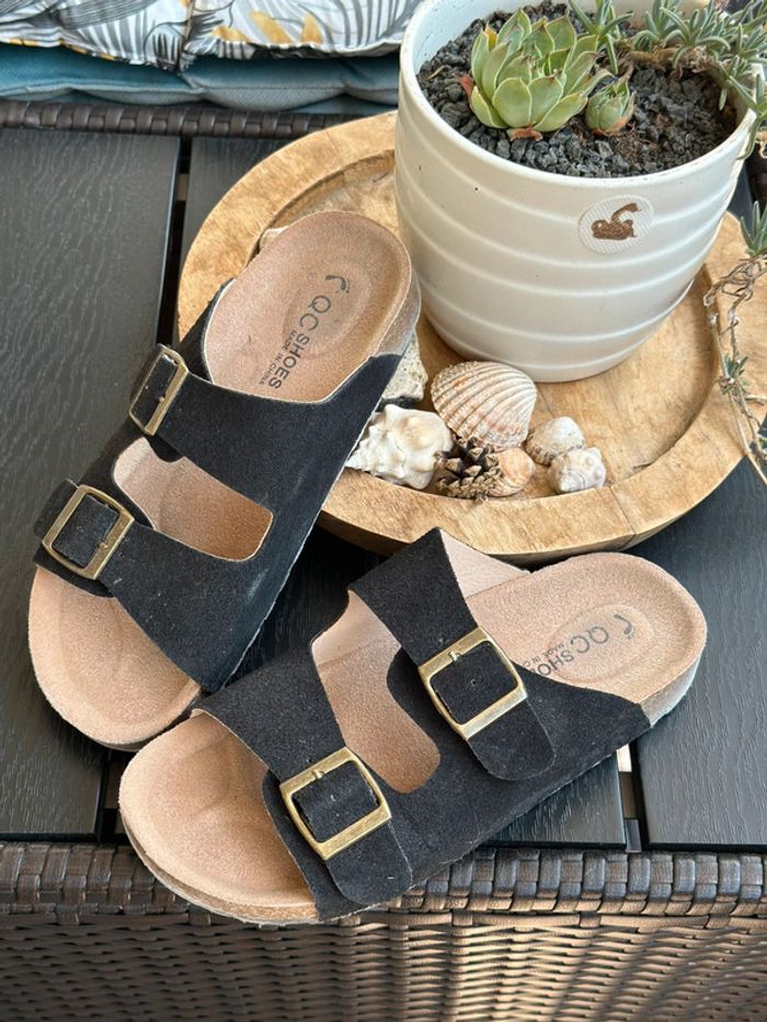 Sandales mule suédine noire taille 36 - photo numéro 2