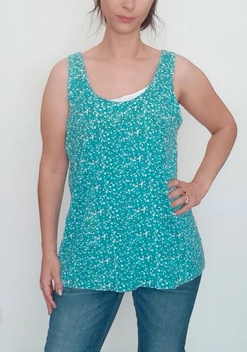 Débardeur turquoise fleuri casual grande taille
