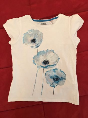 T-Shirt manches courtes blanc et bleu 6 Ans