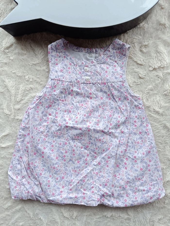 Robe boule sans manche Fille 1 mois Fleurs 100% coton - photo numéro 2