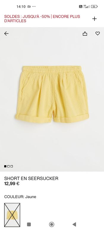 Short jaune H&M