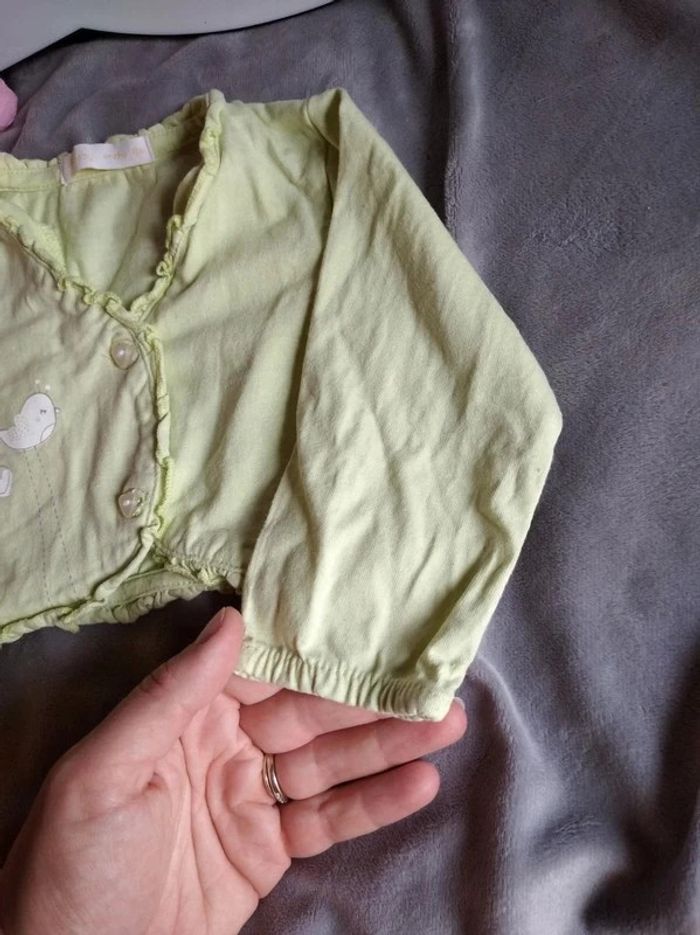 Boléro Fille 9 mois oiseau boutons en cœur Gémo Baby 100% coton - photo numéro 5