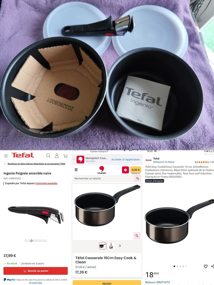 Tefal ingenio easy cook and clean 2 casserole gaz plaque vitrocéramique four 1 poignée amovible 2 couvercle - photo numéro 7