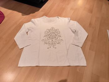 T-shirt blanc manches 3/4 Canda taille XL