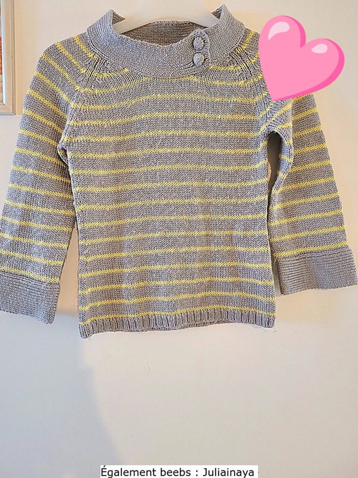 Pull gris a rayure jaune "orchestra" taille 6 ans - photo numéro 2