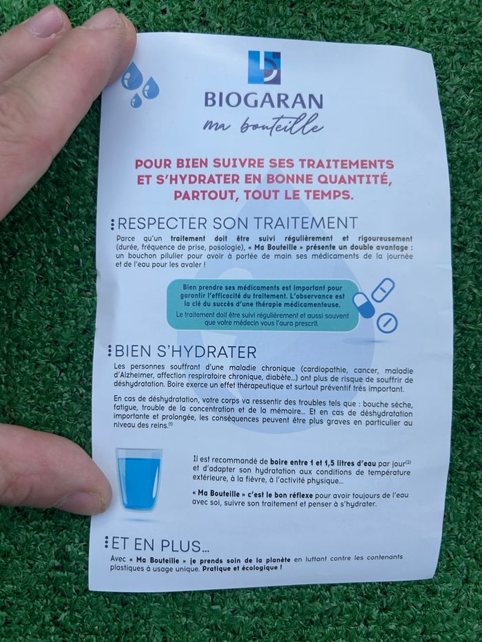 Bouteille Biogaran neuve – bouchon pilulier + gobelet – 400 ml - photo numéro 4