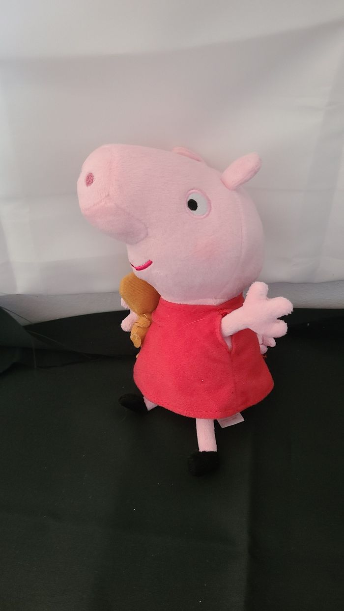 Doudou cochon rose rouge avec chien PEPPA PIG - photo numéro 4