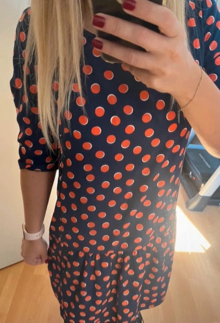 Robe courte style rétro vintage Gap à pois bleu orange 38 M - photo numéro 5