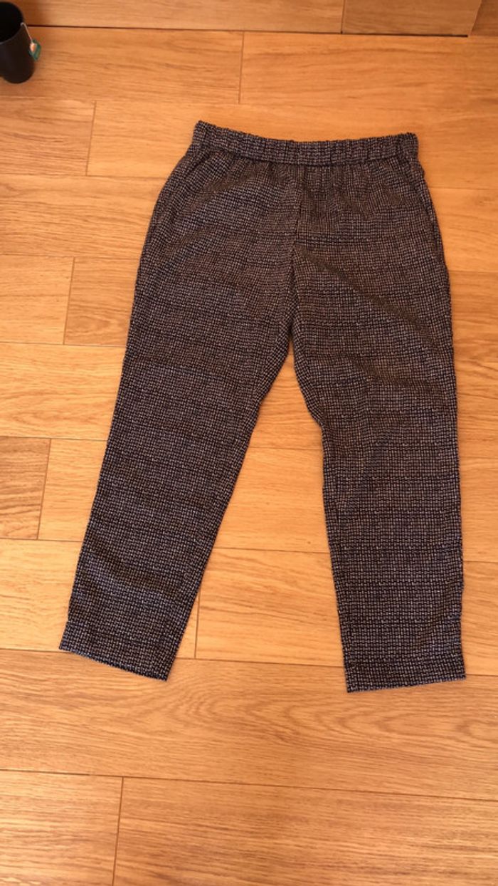 Pantalon fluide léger HM taille 38 carreaux noir et blanc