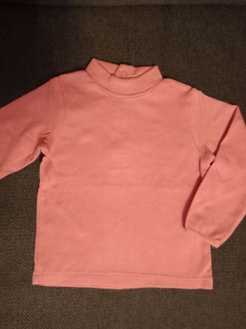 Tee shirt col roulé uni rose