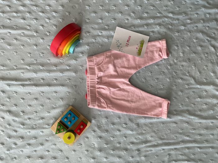 sarouel rose impression derrière taille élastique 12 mois pommette - photo numéro 1