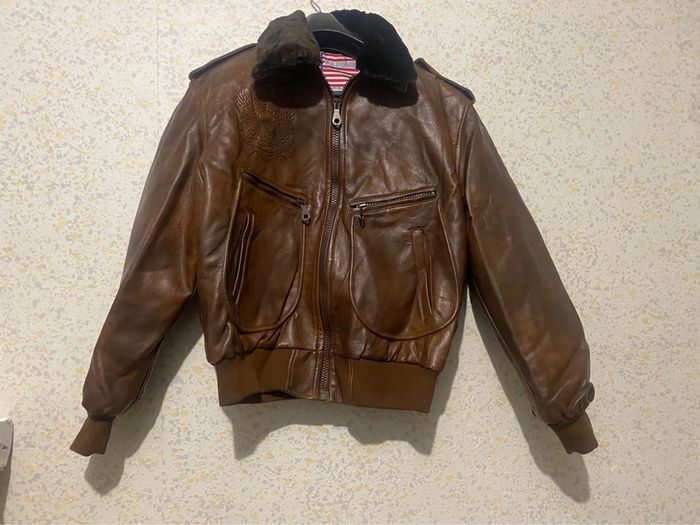 Veste bombers vintage marron xl