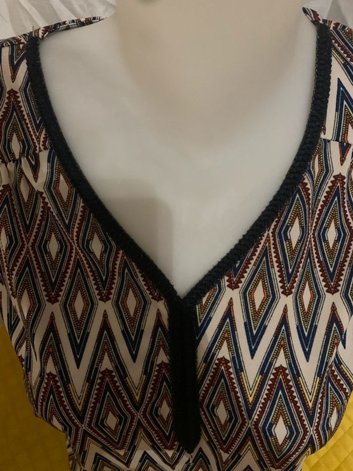 Blouse manches courtes motifs losange taille 36 - photo numéro 2