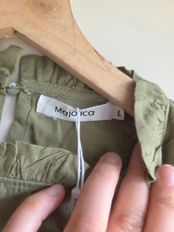 Chemisier vert olive majolica neuf avec étiquette - taille L - photo numéro 4