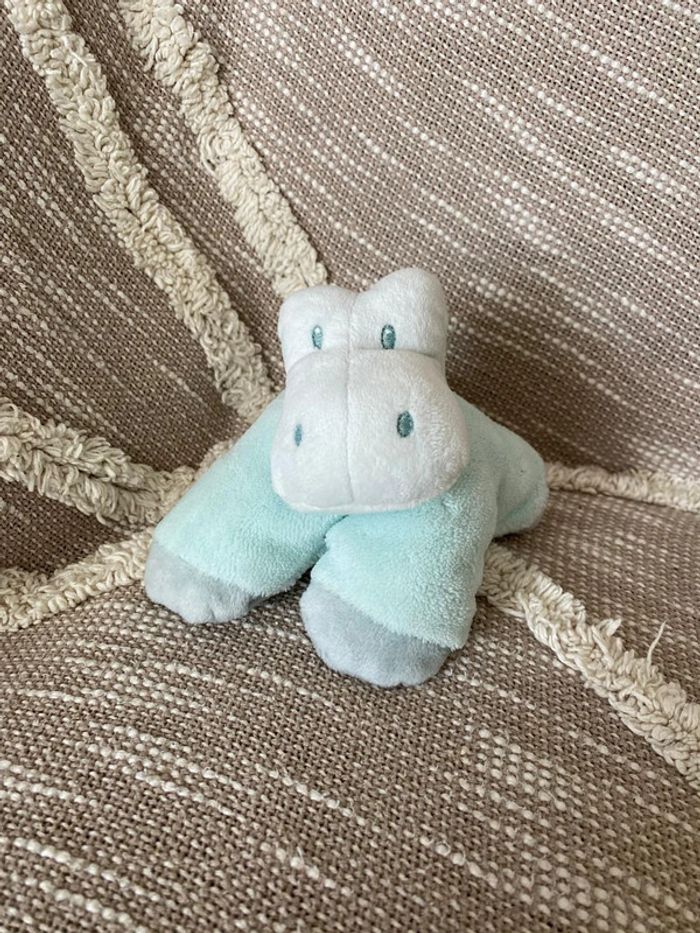 Peluche Doudou 13cm nattou hippopotame bleu parfait état