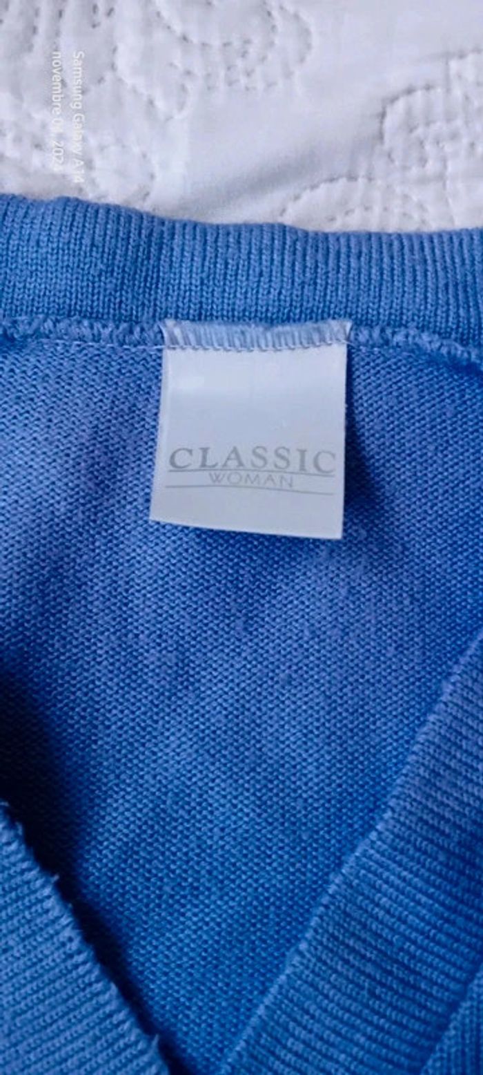 Pull col en V faux boutonnage manches 3/4 lavande 42 classic woman - photo numéro 12