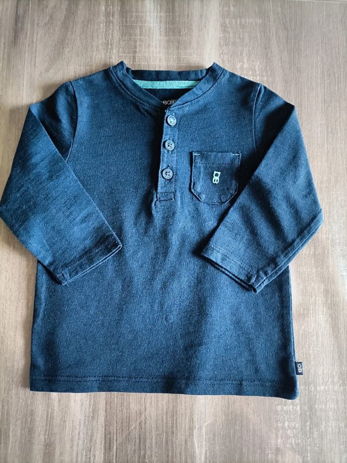 T Shirt manches longues marine Obaibi 6 mois