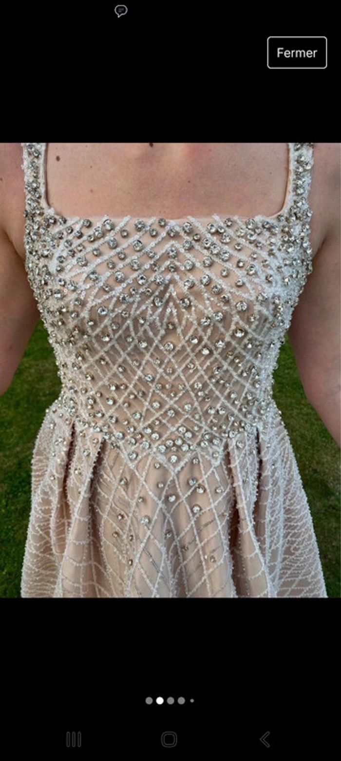 Robe de cérémonie mariage à strass ..fait main T38 - photo numéro 2