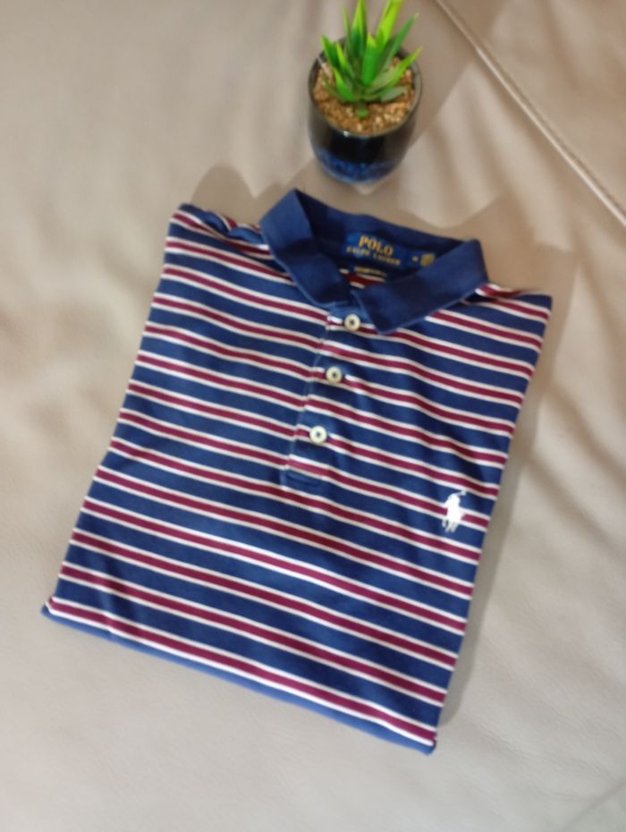 Polo Ralph Lauren rayé bleu marine – Taille M (taille petit)