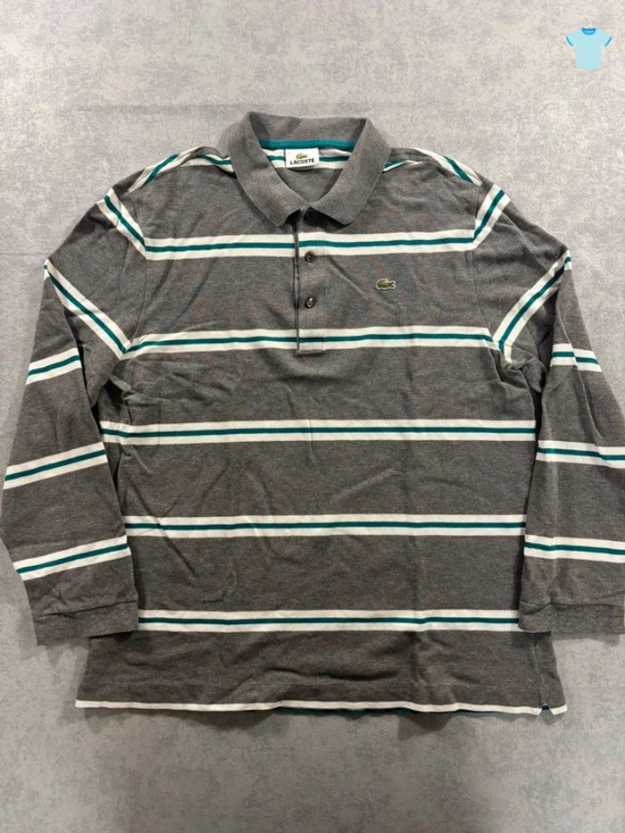 Polo Lacoste Manche longue Gris et vert Taille L