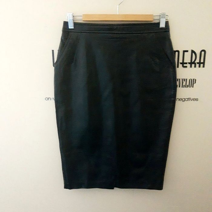 Jupe crayon mi longue cuir synthétique noir taille 38 - photo numéro 9