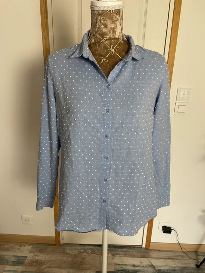 Chemisier bleu ciel en coton Camaïeu – Femme – Taille 42 – Élégant & classique