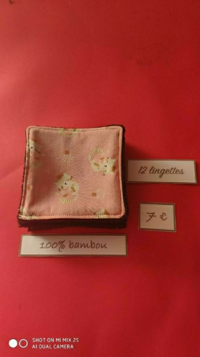 12 lingettes lavables, neuf....