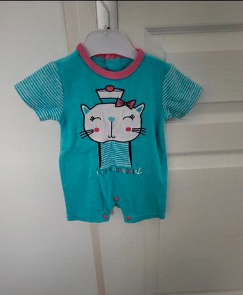 Barboteuse fille eponge turquoise et rose  3 mois neuve