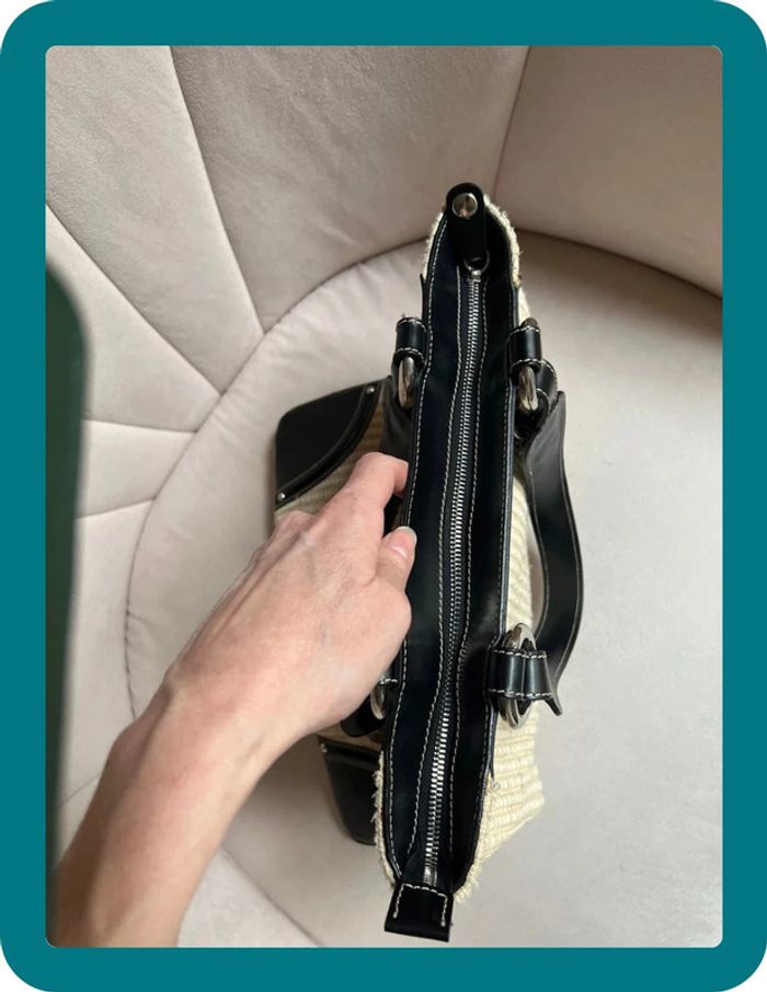 Sac à main cabas paille et cuir vintage - Anne Fontaine - photo numéro 15