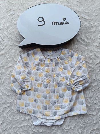 Blouse tunique 2 en 1 avec body intégré Fille 9 mois Chat Orchestra