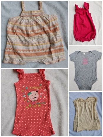 Lot 5 bodies / combinaisons fille 6 mois été