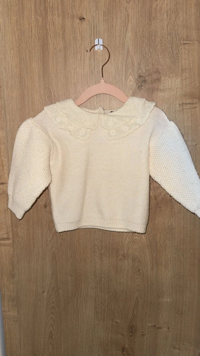Pull en maille tricot - Blanc