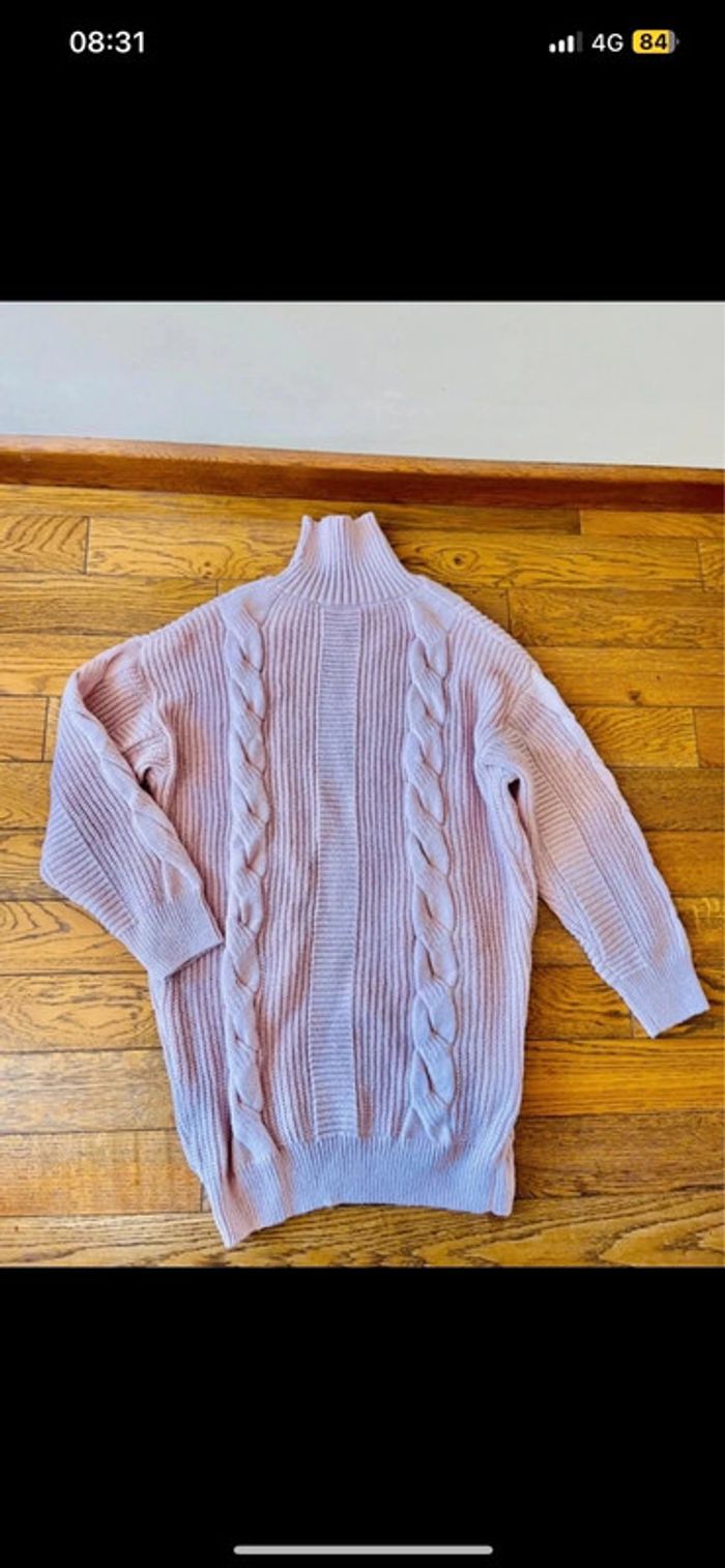 Sublime pull long rose à col neuf taille M - photo numéro 3
