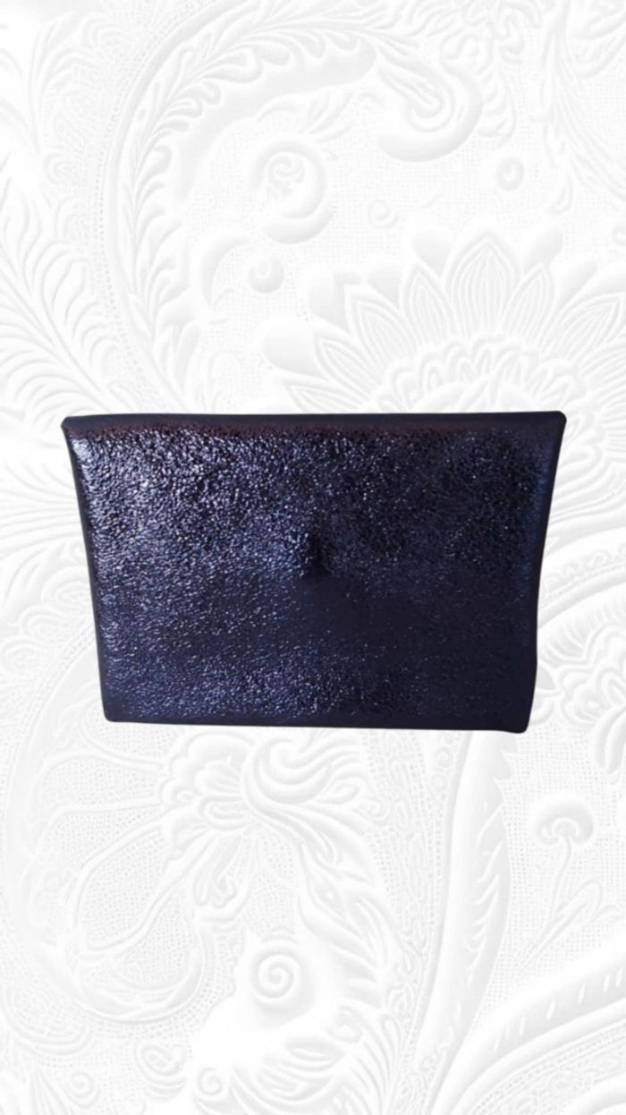 Porte cartes cuir irisé bleu nuit - photo numéro 2