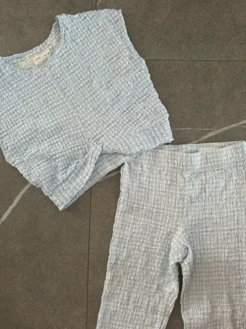 Ensemble Vichy bleu ciel