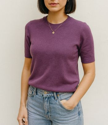 Pull femme manches courte violet taille M