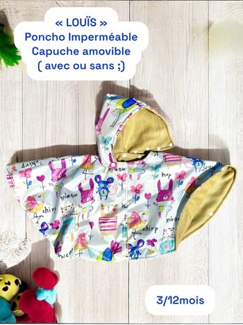 Poncho imperméable 3/12mois capuche amovible
