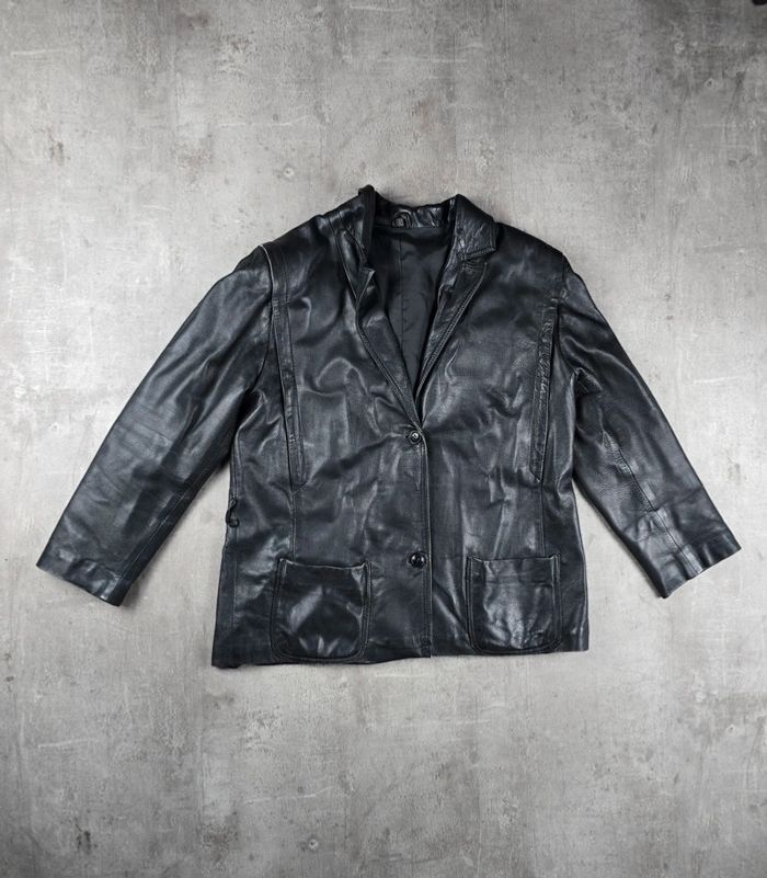 Veste cuir vintage noir homme taille 42 bon état