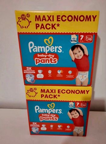 2 maxi economy pack Pampers taille 7 pants