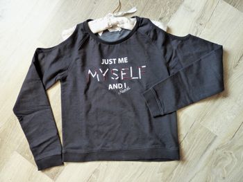pull fille Kaporal 16 ans XS noir épaules denudees TBE