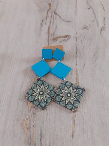 Boucles d'oreilles géométrique bleue