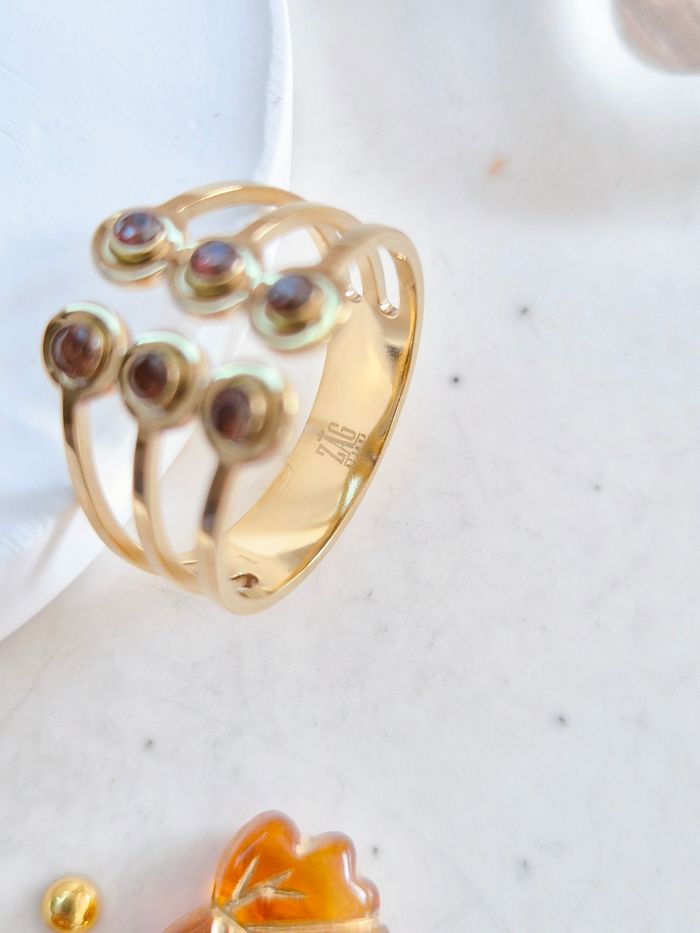 Bague dorée et zircons marrons Zag - photo numéro 4